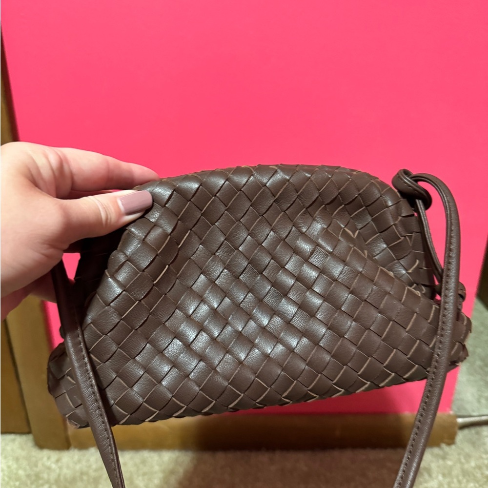 Quince Chocolate Woven Crossbody Bag